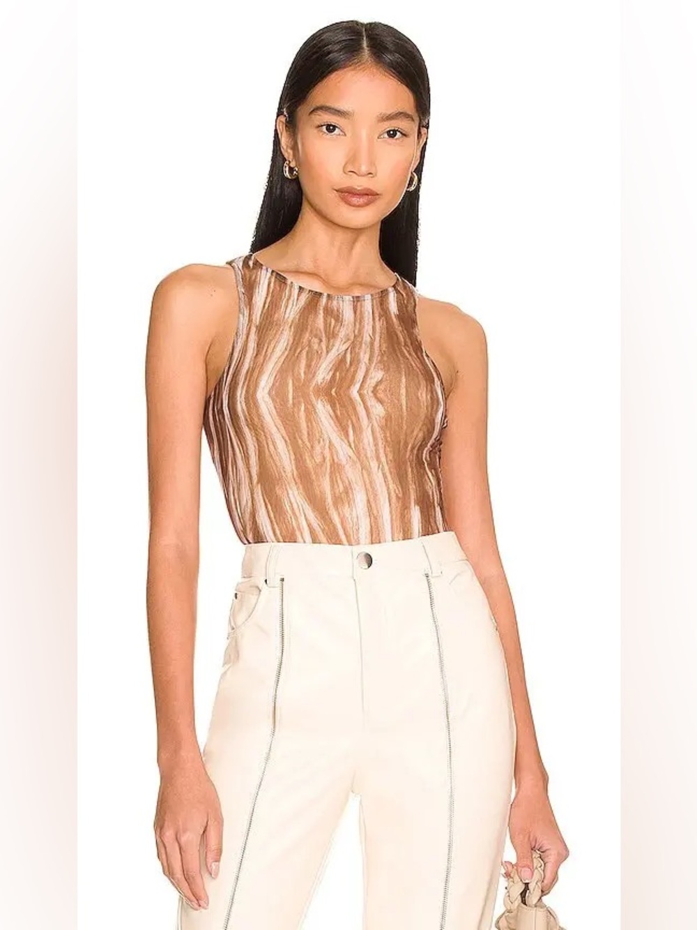 Superdown Revolve Marble-Print Bojana Bodysuit